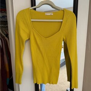 Anthropologie Yellow Ribbed Knit Top